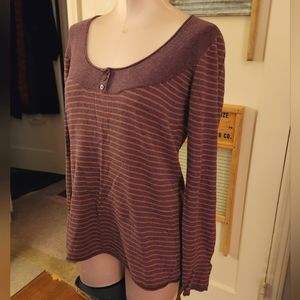 Vintage Top Mossino Supply Co. Purple Orange Stripes Thin Long Sleeves